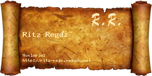 Ritz Regő névjegykártya
